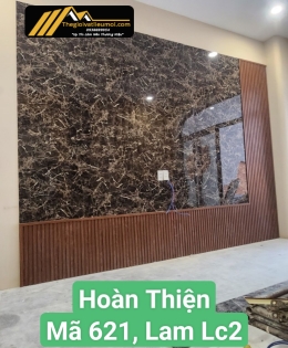 Hoàn thiện vách tivi theo mẫu thiết kế