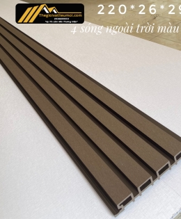 Thanh lam gỗ nhựa 4 sóng ốp tường ngoài màu coffee