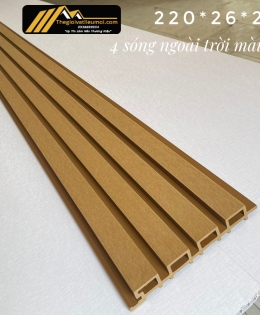 Thanh lam gỗ nhựa 4 sóng ngoài trời màu teak