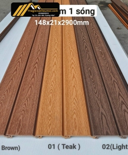 Thanh lam gỗ nhựa 1 sóng 2D ốp tường ngoài trời