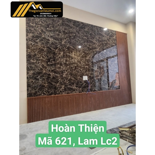 Hoàn thiện vách tivi theo mẫu thiết kế