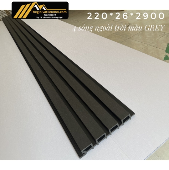 Thanh lam gỗ nhựa 4 sóng ngoài trời màu grey